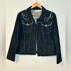 NWOT Seventh Avenue Embellished Denim Jacket - Size M